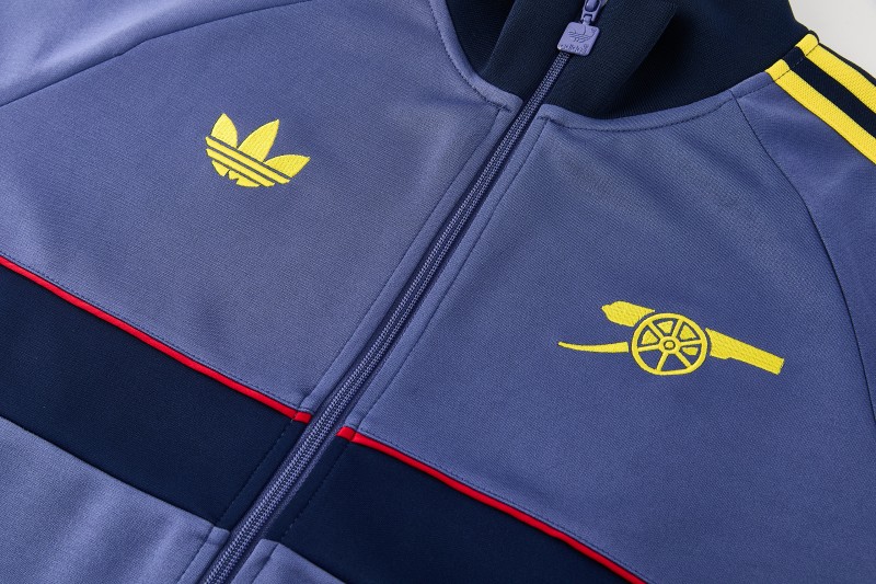 26/27  Arsenal FC Blue Grey Full Zipper Jacket Tracksuit + Long Pants
