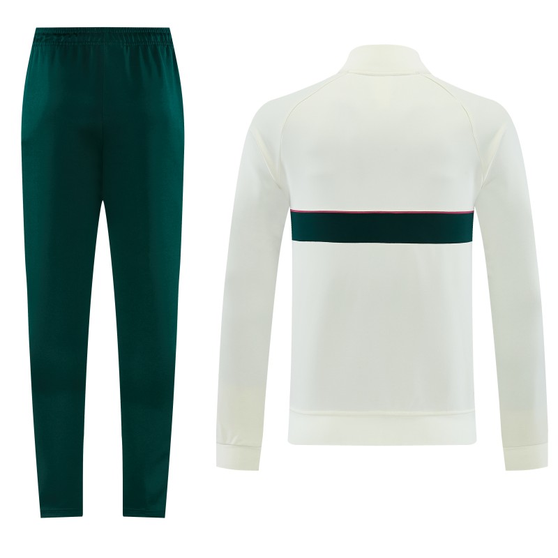 26/27 Real Madrid CF White Full Zipper Jacket Tracksuit + Green Long Pants