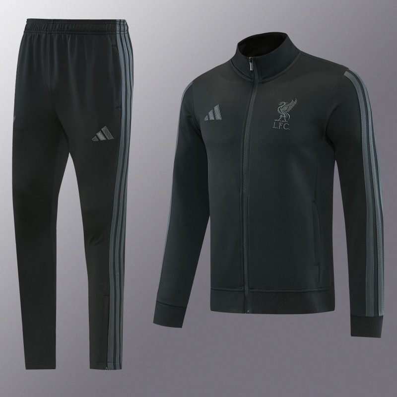 26/27 Liverpool  Black Full Zipper Jacket Tracksuit + Long Pants