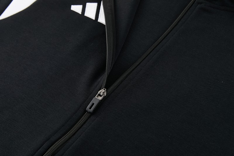 26/27 Adidas M06  Black Full Zipper Hooded Jacket Tracksuit + Long Pants