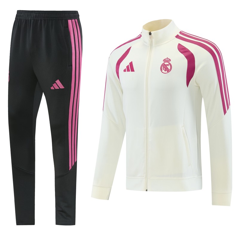 26/27 Real Madrid CF  White Full Zipper Jacket Tracksuit + Long Pants