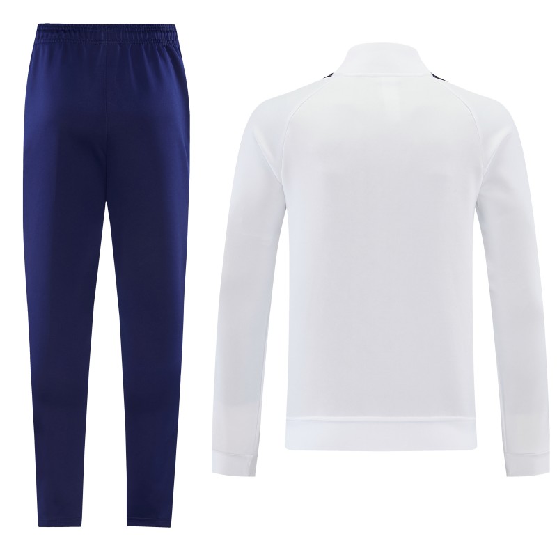 26/27 Real Madrid White Full Zipper Jacket Tracksuit + Long Pants