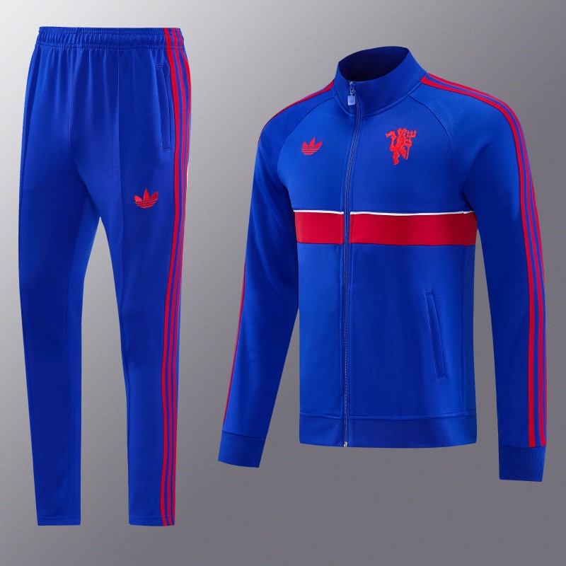26/27 Manchester United Blue Full Zipper Jacket Tracksuit + Long Pants