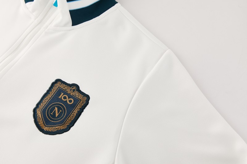 26/27 SSC Napoli  White Full Zipper Jacket Tracksuit + Long Pants