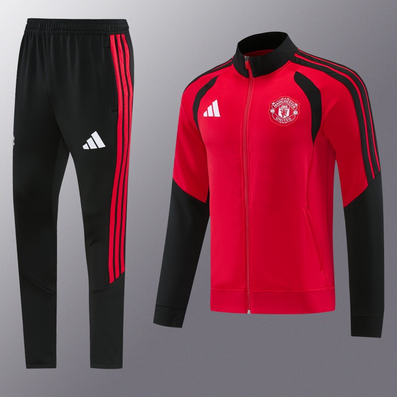 26/27 Manchester United FC  Red Full Zipper Jacket Tracksuit + Long Pants