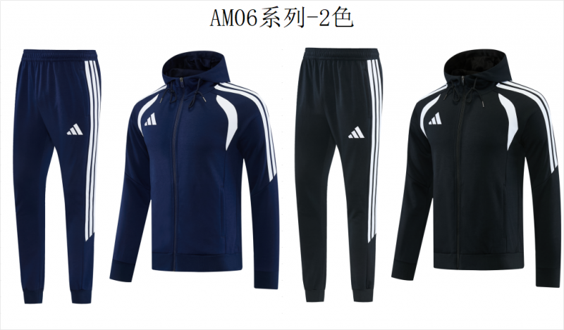 26/27 Adidas M06  Navy Blue Full Zipper Hooded Jacket Tracksuit + Long Pants