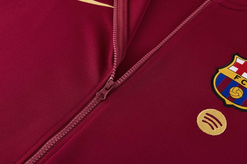 26/27 Barcelona  Dark Red Full Zipper Jacket Tracksuit + Long Pants