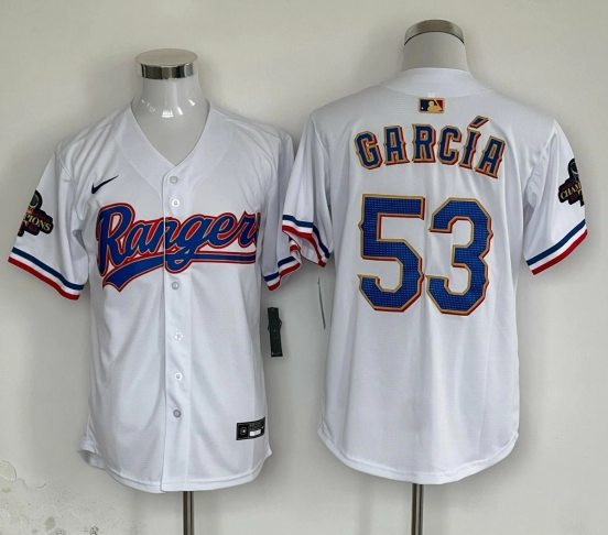 Texas Rangers 2024 White Jersey #53 García