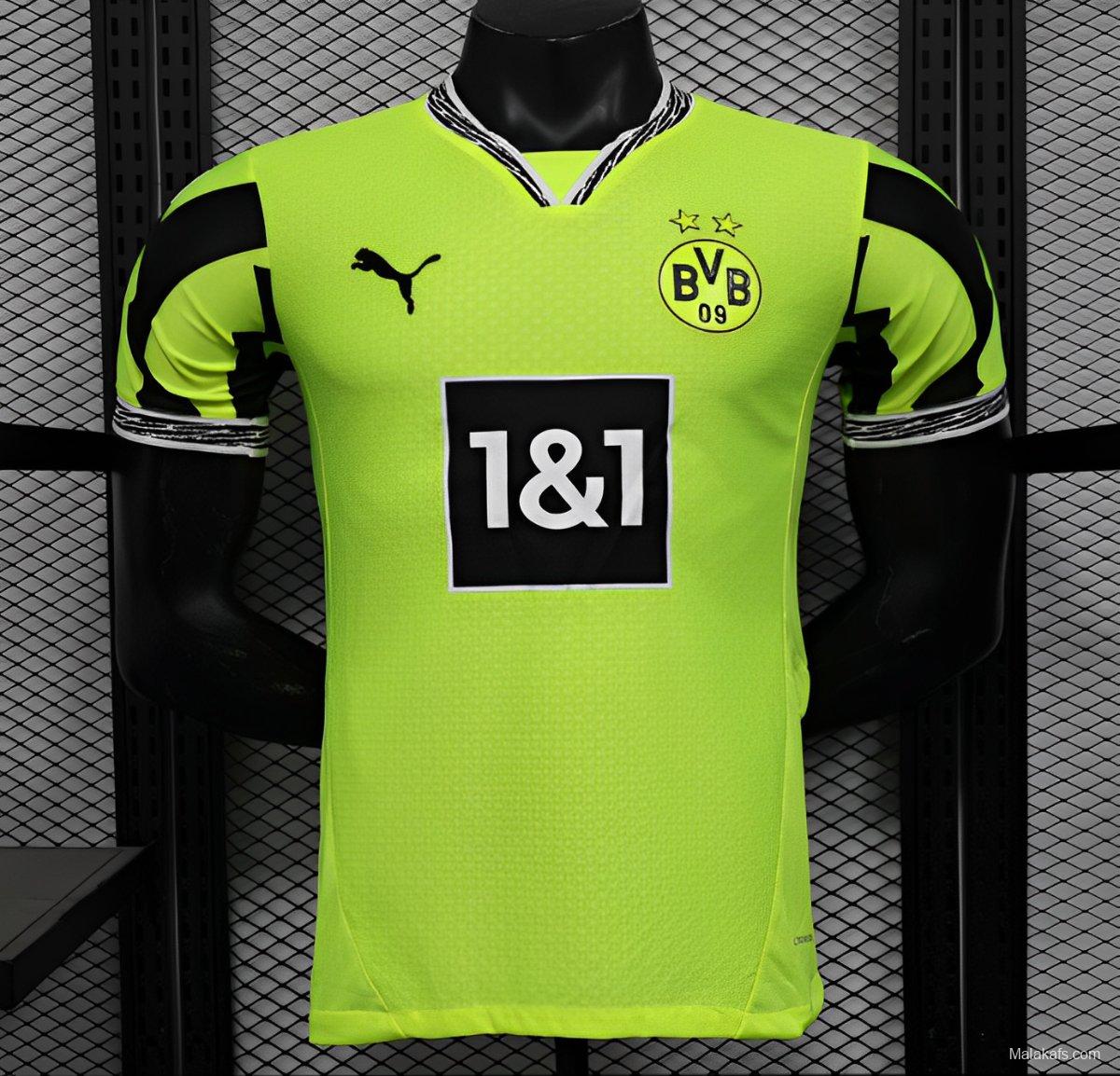 Player Version Borussia Dortmund 25/26 Neon Green Home Jersey with 1&1 Sponsor