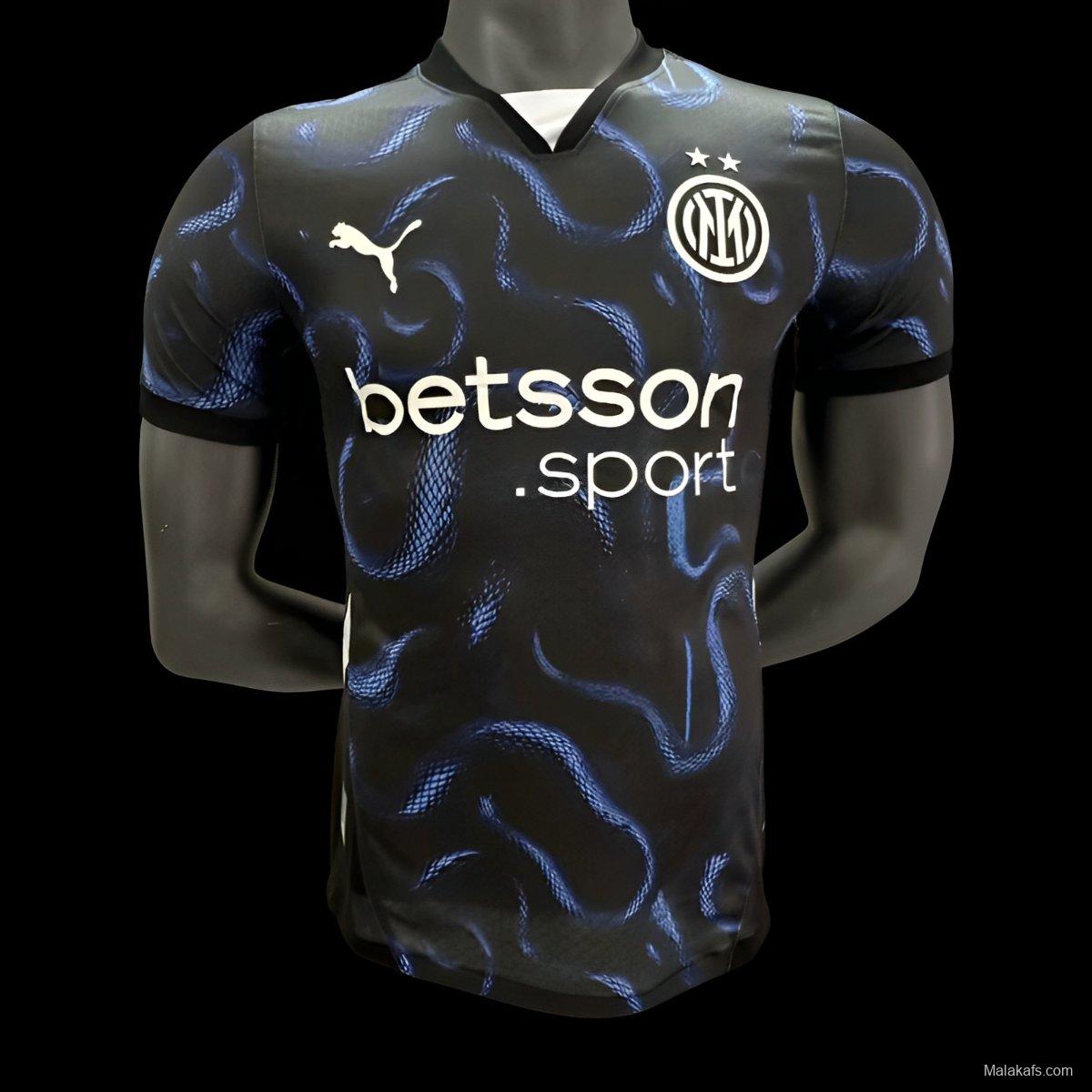 Player Version 25/26 Inter Milan Black with Blue Snake Pattern Jersey