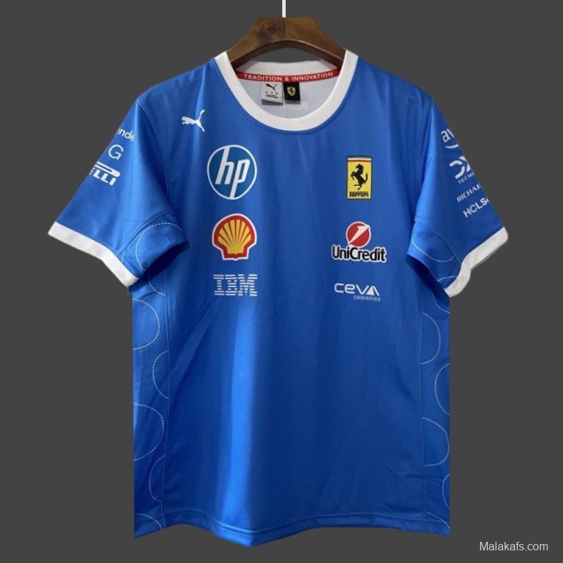 25/26 F1 Ferrari Racing Blue with Multi-Sponsor Design Jersey