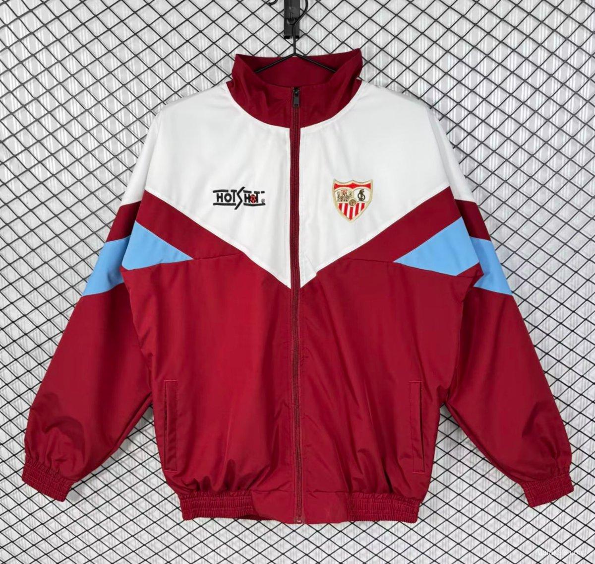 Retro 93/94 Sevilla White/Wine Full Zipper Windbreaker