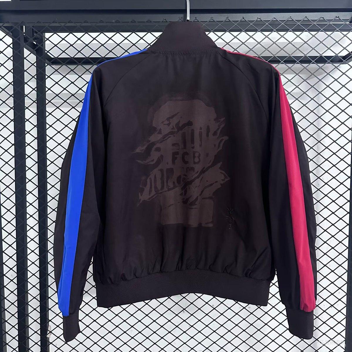25/26 Barcelona Black/Red/Blue Full Zipper Windbreaker