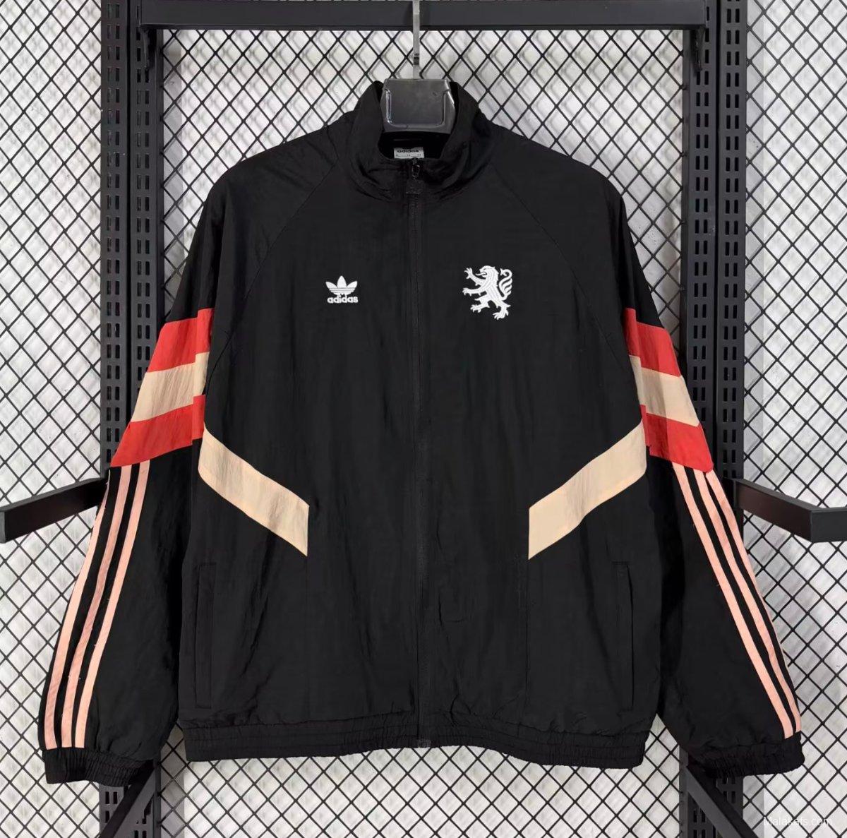 25/26 Manchester United Black/White Full Zipper Windbreaker