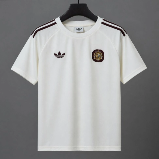 2026 Spain Adidas Originals T-Shirt - Off White/Burgundy Classic Jersey