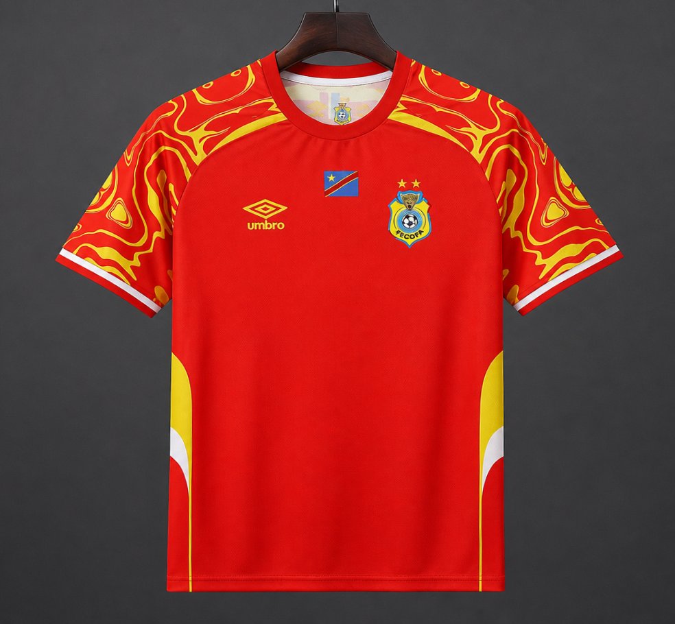 2026 DR Congo Red with Yellow  Third Jersey