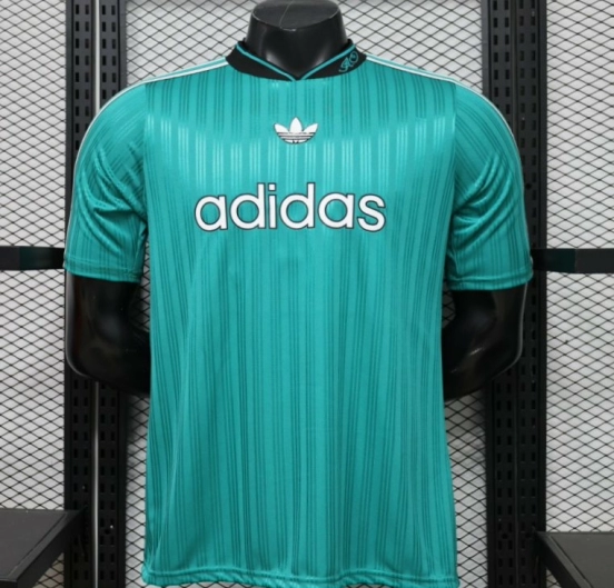 Player Version 2026  Adidas Originals Retro Style Teal Green Stripe Football Jersey
