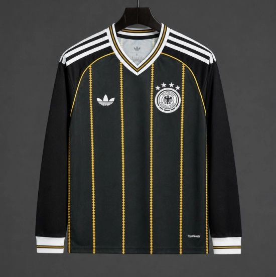 2026 Germany Away Black/Gold Long Sleeve Jersey