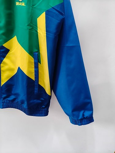 Retro 93/94 Brazil Yellow & Green & Blue Star Pattern Windbreaker Jacket
