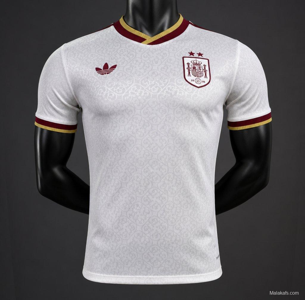 2 Star Player Version 2026 Spain Away White Jersey With Champion Patch