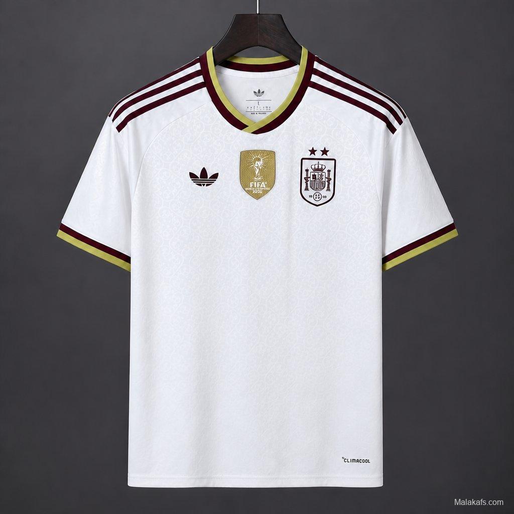 2 Star 2026 Spain Away White Jersey With Champion Patch