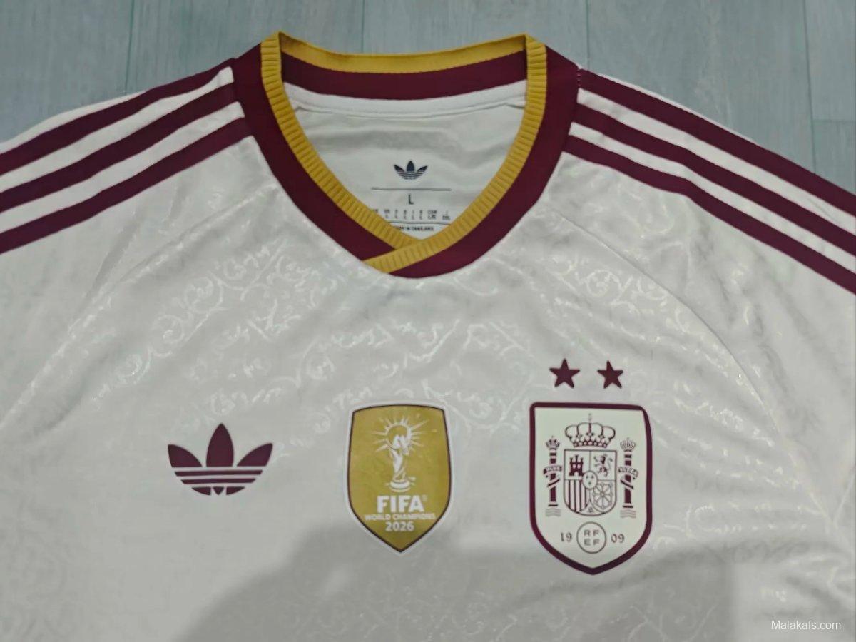 2 Star Player Version 2026 Spain Away White Jersey With Champion Patch