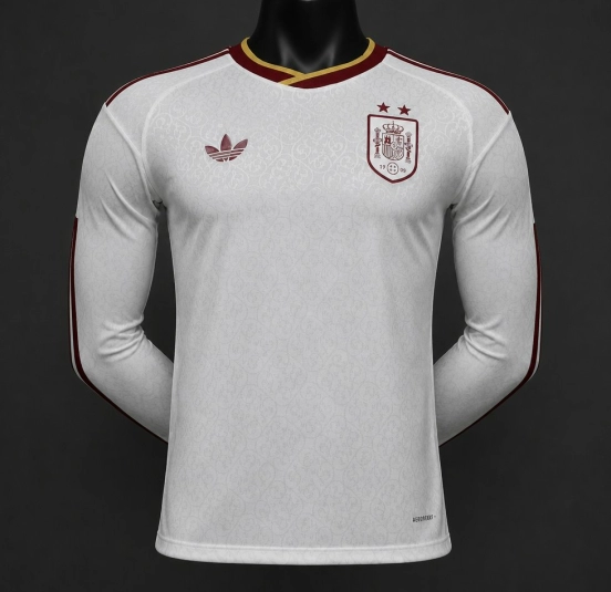 Player Version 2 Star 2026 Spain Away White Long Sleeve Jersey