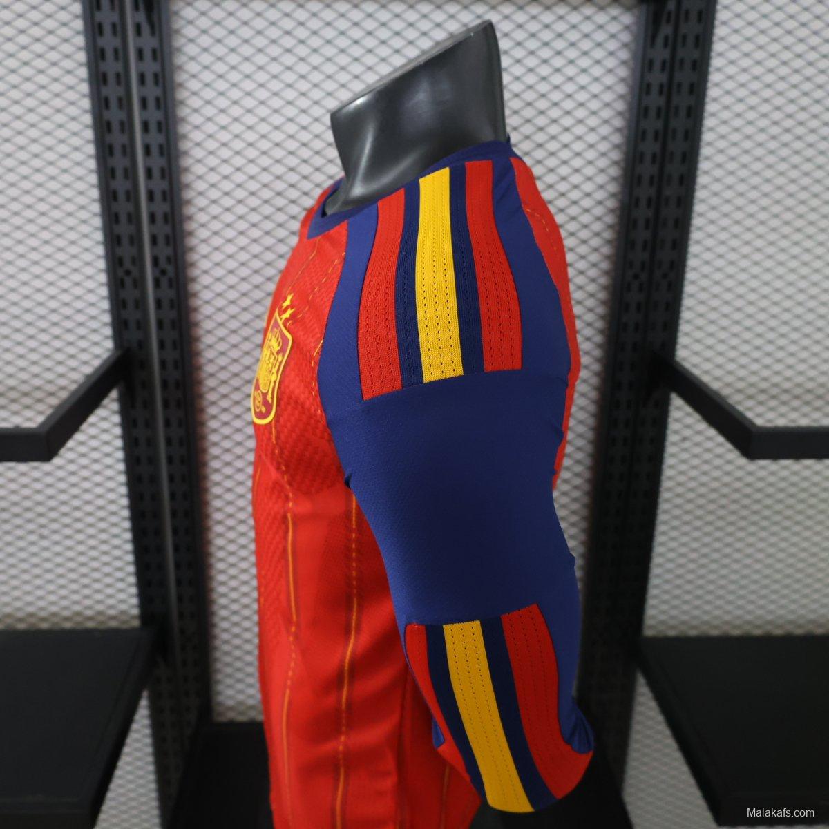 Player Version 2 Star 2026 Spain Home Long Sleeve Jersey With Champion Patch