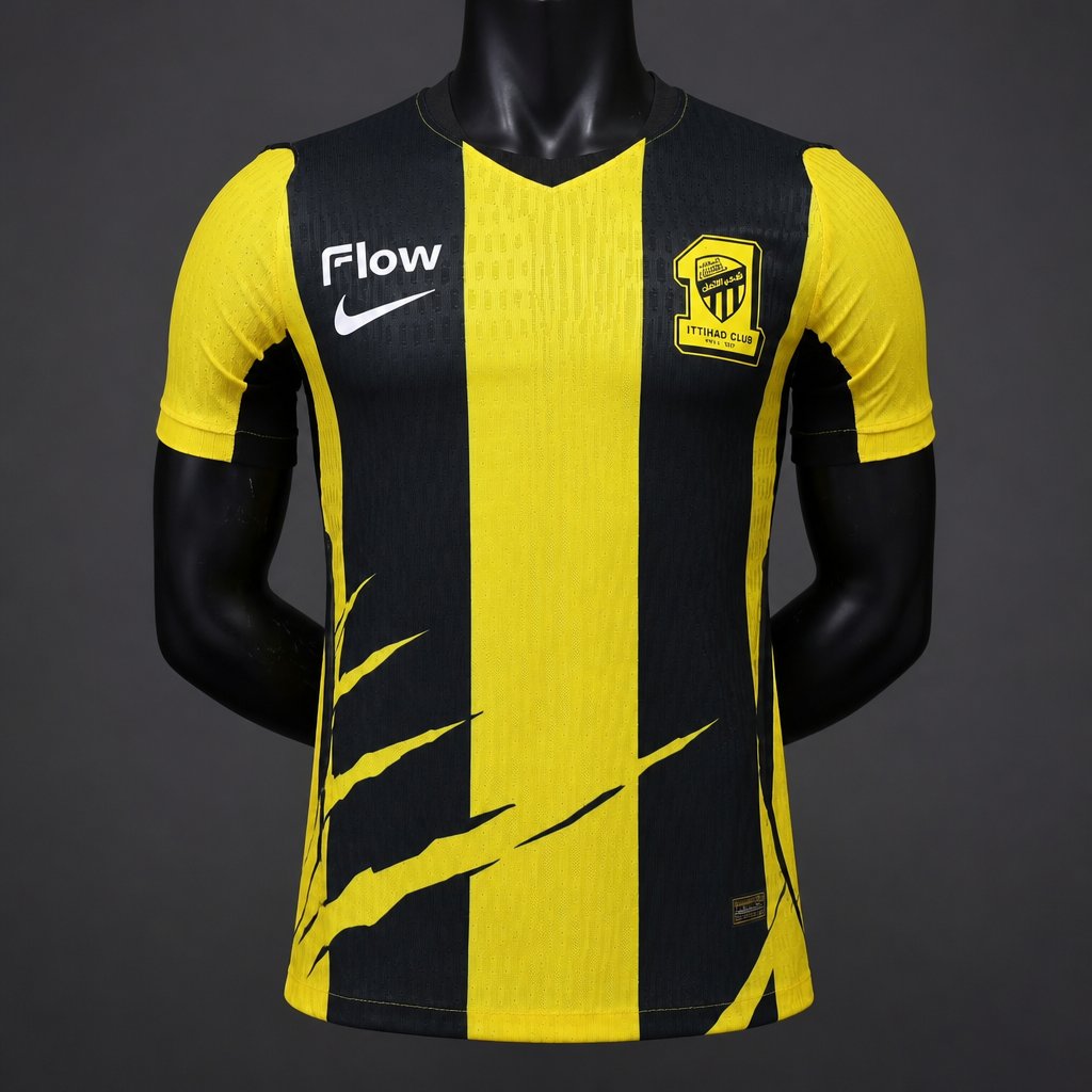 Player Version 26/27 Al-Ittihad Club Yellow & Black Stripes Home Jersey