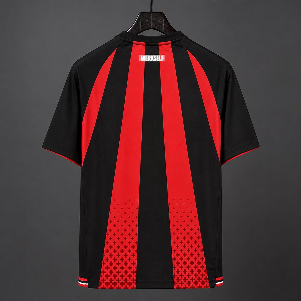 26/27 Bayer 04 Leverkusen Home Black/Red Vertical Stripes Jersey