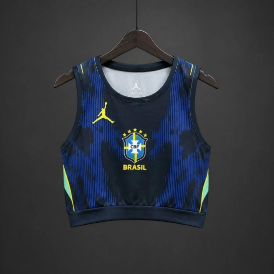 2026 Brazil Women's Cropped Away Navy Tank Top